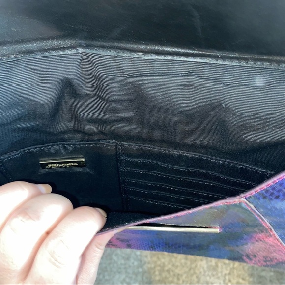 BCBGMaxArzia Pink Purple Snakeskin Leather Envelope Clutch - Picture 7 of 10